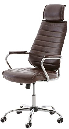 CLP Bürostuhl ergonomisch Rako, Schreibtischstuhl höhenverstellbar drehbar Kunstleder, Rückenlehne mit Kopfstütze, Armlehnen gepolstert, Farbe:Bordeauxrot