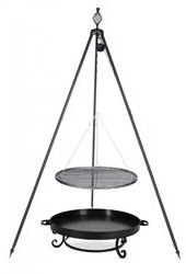 Schwenkgrill Nortpol Farmcook Rohstahlrost 80 cm Pan32 mit Dreibein Oskar, Rost aus Rohstahl und Feuerschale Pan32
