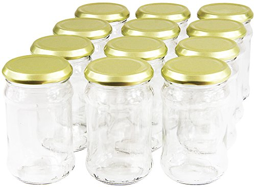 Wamat 300 ml Einweckgläser mit Deckel Gold to 66 Einmachgläser Vorratsgläser Einmachglas Weck (Menge: 24 Stück)