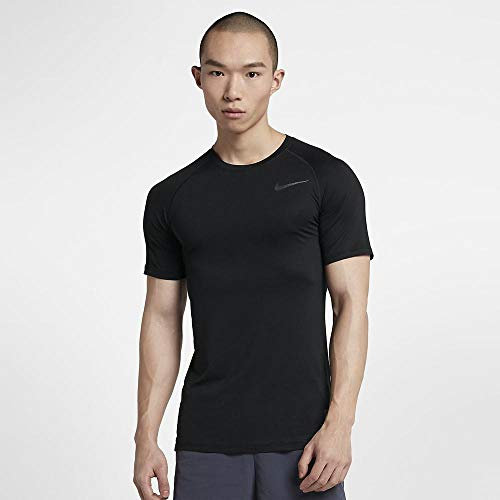 Nike Breathe Pro Men's Short-Sleeve Top , Black/Anthracite/(Dark Grey), Large