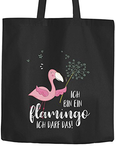 Jutebeutel Flamingo Ich bin ein Flamingo ich darf das Spruch Pusteblume Moonworks® schwarz 2 lange Henkel