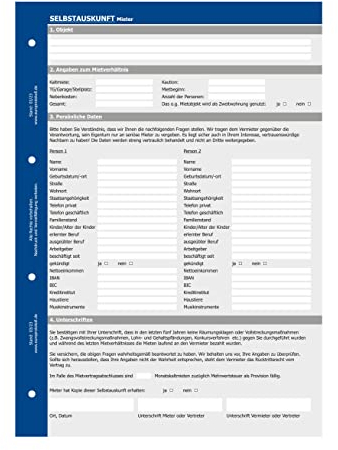 Selbstauskunft Mieter, Fragebogen für Vermietung von Wohnung und Haus (3er Set)