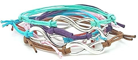 Infinity Tibetan Silver Charm Cord Friendship Wish Bracelet