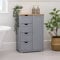 CHRISTOW Bathroom Cabinet Floor Standing, Wooden Grey & Bamboo 4 Drawer Storage Cupboard Unit With Shelf