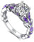 Jeulia 4,3 carats personnalisé bagues papillon en argent sterling pour les femmes violet améthyste mariée coupe ronde mariage fiançailles éternité promesse bague ensemble (59（19.0）)