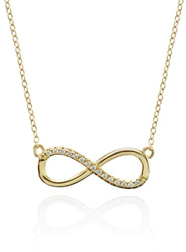 namana Halskette mit Unendlichkeitszeichen mit Zirkonia, 18 Karat vergoldet, 18 Karat Roségold vergoldet oder rhodinierte Sterling Silber Halskette, Unendlichkeitszeichen Anhänger (Gold, Silber)