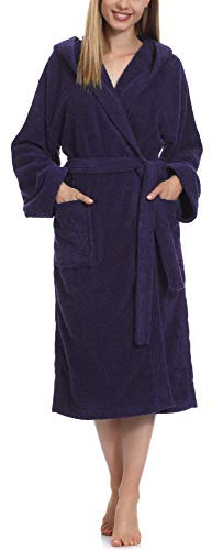 Ladeheid Damen Frottee Bademantel aus 100% Baumwolle LA40-193 (Dunkelblau-29 (Gramatur 400), M)