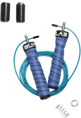 BURNLAB Pro Power Skipping Rope - Anti Slip, Adjustable, Ball Bearing Design for Gym, Crossfit, Double Unders, Speed Jumping, Boxing, Cardio and Weight Loss - for Men and Women (Blue)