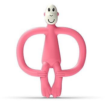 Matchstick Monkey Beißring Affe - Baby Zahnungshilfe - weiche Noppen massieren wundes Zahnfleisch - Silikon - BPA-frei - Greifling für Zahnen ab 3 Monaten - rosa