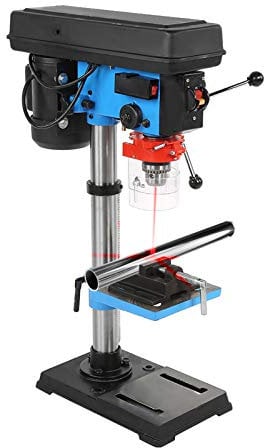 DIY Bench Drill Press, 9 Grade Speed Adjustment Industrial Drill Bench Pillar Drill High Precision Bench Drilling Machine 16 mm Pillar Chuck Drill Hand Adjustable Height Drilling Machine Power, 550W