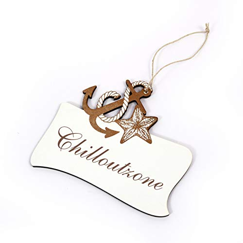 Maritimes Schild CHILLOUT ZONE - Seestern Anker Deko - 20 x 16,5 cm