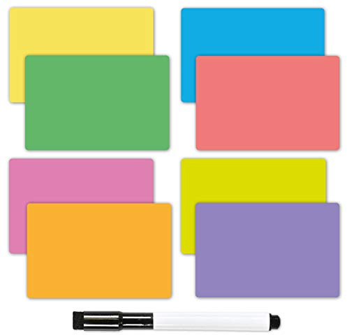 TMS Magnetische Haftnotizen, Mini-Whiteboard-Etiketten und trocken abwischbarer Marker, ideal für Agile, Scrum, Kanban oder Lean, kleine MagNotes (hell, 95 x 145 mm)
