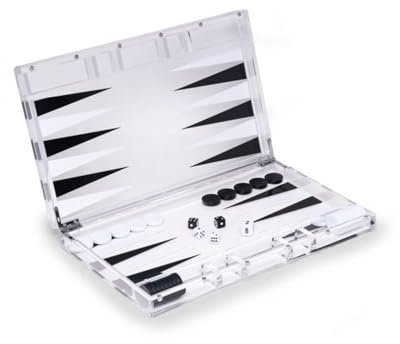 Bey-Berk Emmy Jeu de backgammon en acrylique multicolore – Jeu de société de 35,6 cm avec fermeture magnétique, étui de rangement de voyage