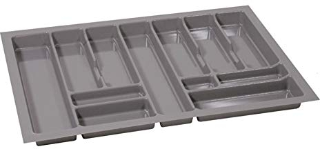 Alusfera Besteckkasten für Schubladen 80cm – Schubladen Organizer mit Fächeraufteilung – Hochwertiger Schubladen Organizer Küche für Mehr Ordnung – Anpassbar und leicht zu reinigen - 730x490mm Silber