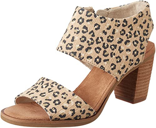 TOMS Women's Majorca Cutout Heeled Sandal, Cheetah Natural, 7 UK