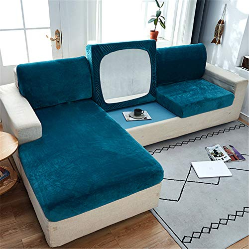 RAILONCH Sofa Sitzkissenbezug, Stretch Sitzkissenschutz, Elastischer Kissenbezüge,Husse Überzug Bezug Für Sofa Sitzkissen,Couch (Blau,3 Sitzer)