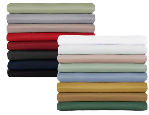Blumtal Basic Bettlaken 320 x 275cm - Pflegeleichtes Betttuch aus weichem, gebürstetem Mikrofaser-Gewebe, ohne Gummizug, Light Olive Green - grün