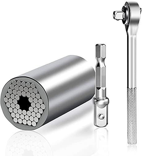 CENPEK 3Pcs Universal Socket Tools Multi-Function Professional (7mm-19mm) Wrench Tool Set with Power Drill Adapter and Socket Wrench for DIY Handyman