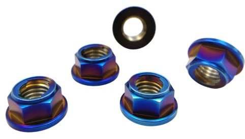RISON-Titanium Dado Flangiato Esagonale in Titanio M6, Dadi Esagonali con Flangia Autobloccante DIN 1664, Dado di Bloccaggio Controdado in Metallo Flange Lock Nuts per Pignone, Confezione da 5