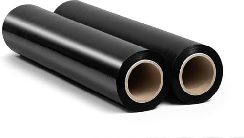 RAGO® Film etirable demenagement noir 2 pièces 130 m I 7,5 × 7,5 × 40 cm Film etirable Film palette Film noir emballage I Rouleau emballage colis 130 m