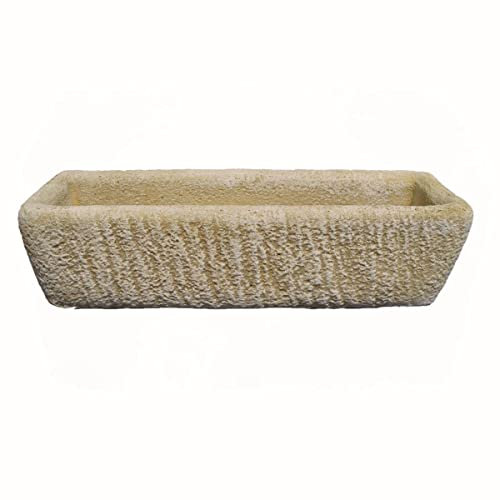 AnaParra Pila - Jardinera Rústica 66x23x19cm. Maceta para Exterior de Hormigón Piedra| Capacidad: 12L. Peso: 25Kg.