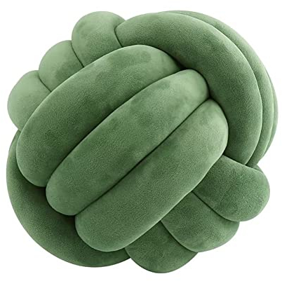 VFDC Knotenkissen, Couchkissen, Sofa Kissen, Knoten-Ball-Kissen, Deko Zierkissen, Geknotetes Kissen für Sofa, Rund Knoten Kissen, Deko Knoten, Knot Pillow Ball, Grün, 27cm