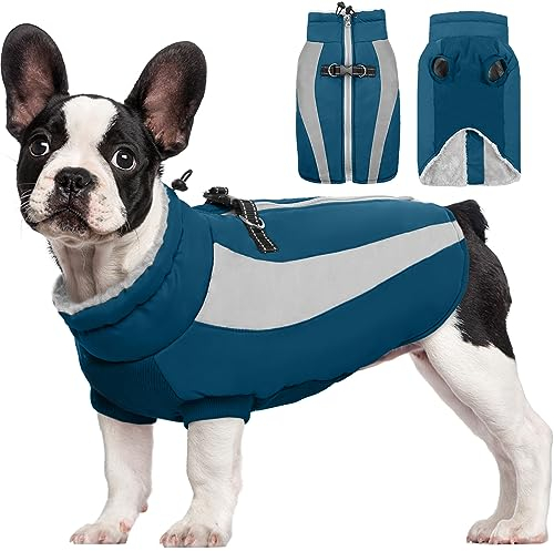 Kuoser Extras Wärme Hundemantel, Winddicht Hundejacke, Reflektierend Hundemantel Grosse Hunde, Hundemantel Winter, Moden Wintermantel Hund, Hundemantel Wasserdicht Blau XS