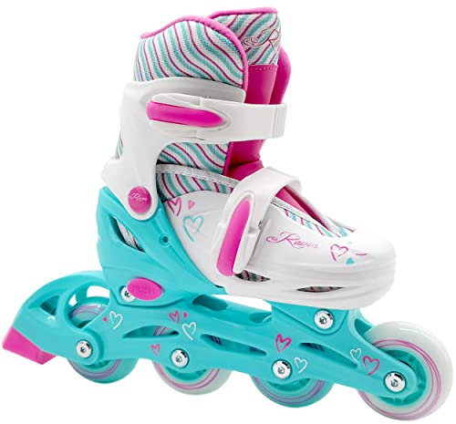 RAVEN Inline Skates Inliner für Kinder Mädchen verstellbar (Loret Mint/Pink, 30-33 (18,5cm-20,5cm))