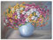 ARTland Wanddeko Leinwand Bilder Wandbild 40x30 cm Stillleben Vase Keramik Pflanzen Blau Blumen Margeriten Kamille U4QB