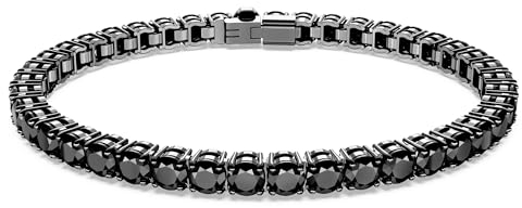 Swarovski Matrix Tennis Armband, Schwarzes und Rutheniertes Damenarmband mit Strahlenden Swarovski Kristallen