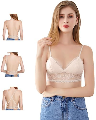KBRPEY Sujetadores Mujer sin Aros Push up Triangular Encaje Sujetador sin Costuras Tirantes Ajustables Bralette Efecto Lifting Cómodo Soporte Pecho