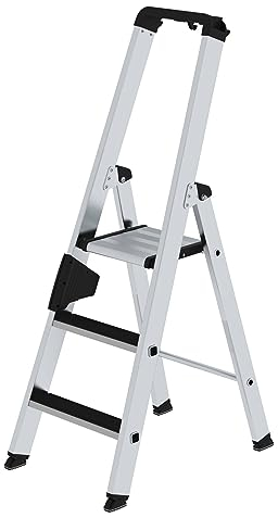 PROREGAL Stufen-Stehleiter | einseitig begehbar mit Clip-Step | 3 Stufen | Leiter, Teleskopleiter, Trittleiter, Bockleiter, Sprossen-Doppelleiter