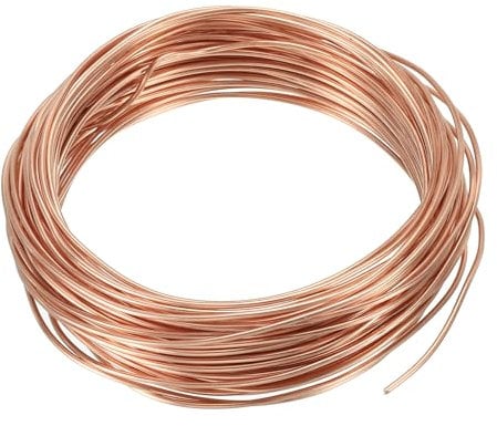 PATIKIL 49 Piedi Solido Nudo Rame Filo, 17 Calibro 99.9% Puro Rame Filo 1.5mm Morbido Perlato Filo Metallo Pianta Stelo Fascette per gioielle Artigianato (15m)