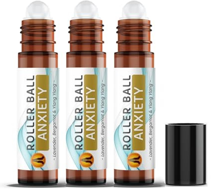 Aroma Energy Anxiety Essential Oil Roll On for Relaxation, 3x10ml | Lavender, bergamot & ylang ylang aromatherapy oil roller ball, safe for skin, cruelty free, vegan, UK made