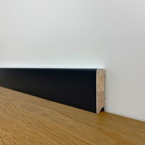 24 m Trevendo Sockelleiste Massivholz anthrazit lackiert cube 16 x 58 x 2400 mm - Fußbodenleiste aus Echtholz mit rundum aufgebrachter Grundierung und Decklack
