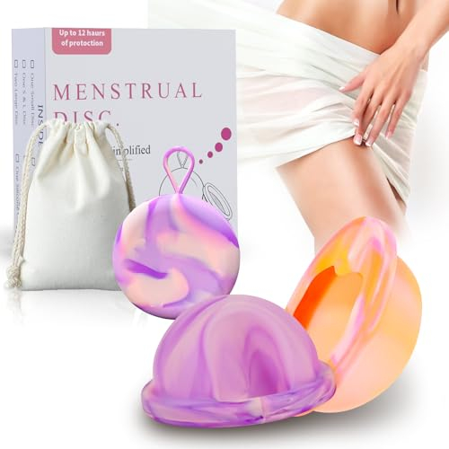 Mutree 2 Pezzi Disco Menstruale con Custodia in Silicone (S & L), Coppetta Mestruale Coppette Mestruali Coppa Mestruale Morbida Mooncup Dischi Mestruali Riusabile In Silicone per Sport e Nuoto