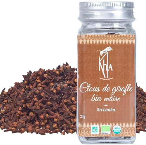Khla - Clous de Girofle Bio Entiers 30g - Clous de Girofle du Sri Lanka - Ingrédient Cuisine & Pâtisserie - Choucroute, Pain d’Épices, Tartes, Desserts de Noël - Épice d’Asie