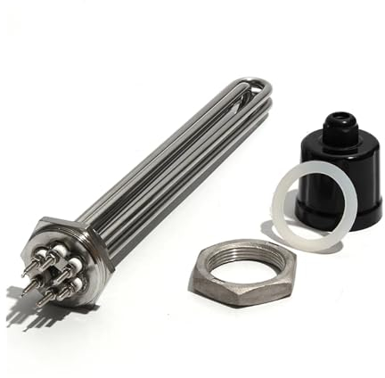 KAYOUDE Volles 304 Edelstahl-Wasserheizelement 1 1/4 elektrischer Tauchsieder for Solarwassertank 220V 380V (Color : Silver -380V, Size : 6KW 250mmL)