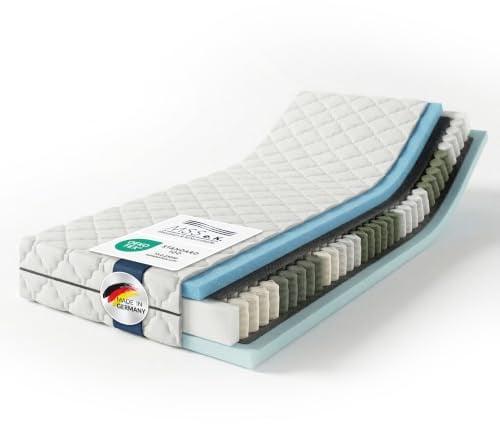 MSS e.K. MedicSpring 2-in-1 Taschenfederkern 130x200 | 2 Härtegrade in Einer Matratze H4 / H5 Federkernmatratze | Ergonomisch Designed und produziert in Deutschland 7 Zonen Oeko-TEX Zertifiziert