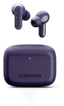 Urbanista Palo Alto True Wireless Earbuds, Bluetooth Earphones with Adaptive Noise Cancelling, 45 Hr Playtime, USB C Charging Case, IP54 Water Resistant, Bluetooth Multipoint, Purple
