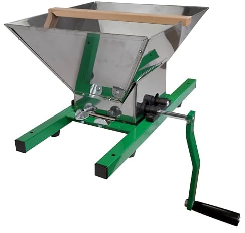 Kleine Beerenmühle: manuell/Handbetrieb, mit 7 ltr. Edelstahltrichter, mit speziellen Quetschwalzen zum Maischen von Beeren und Trauben