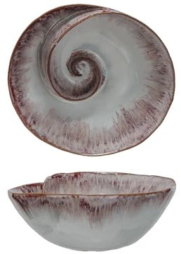 Bloomingville Nautilus Essence Schale aus Steingut, Weiß und Beerenfarben