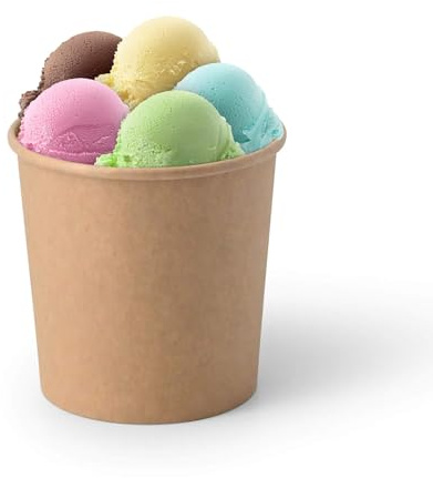 GREENBOX 50x Eisbecher Pappe 300 ml braun - Einwegbecher plastikfrei und biologisch abbaubar - Dessertschale To-go-Becher