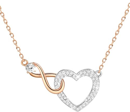 Rosegold Infinity Herz Halskette Sterling Silber 925 Damen,Rosa,Titan Medizinische Chirurgenstahl Edelstahl Verstellbar Ketten,Schmuck,Geburtstag JahrestagGeschenke,Geschenke für Frauen,Kette Zirkon