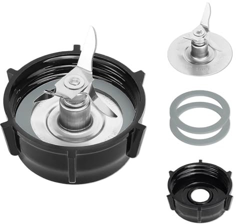 IUSOT Osterizer Ersatzteile, Mixer-Ersatzteile für Oster, Ersatz-Eisbrecher Kreuzklingen-Ausziehereinheit, Blender Mixer Ersatzteile Glasbodenkappe und 2 Gummi-O-Ring-Dichtungsdichtungen
