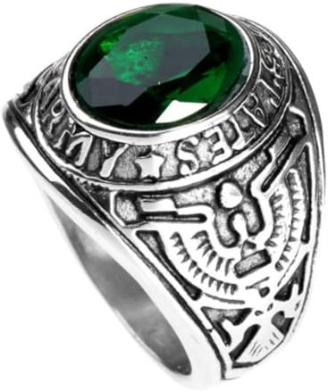 Adler Edelstein Ring Herren Edelstahl U.S. Army Veteranen Adler Adler Ring Mit Ovalem CZ Edelstein