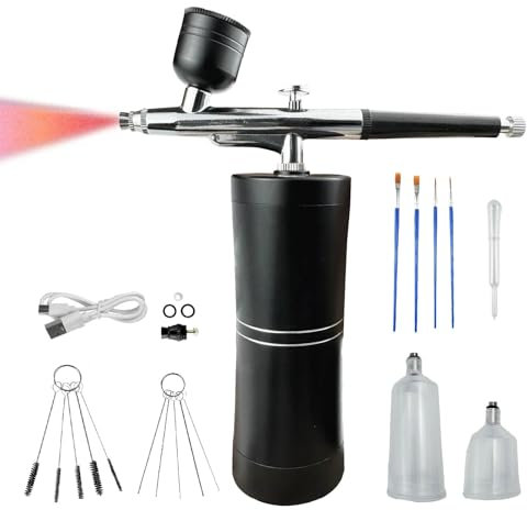 Cordless Airbrush,Rechargeable Airbrush kit,3 Adjustable air Pressure Settings,High Pressure Airbrush for Nails Art, Painting, Cake Decor, Cookie, Mode, Makeup, Barber