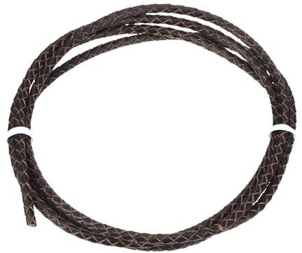 Rebower Round Braided Leather Cord 3mm Bolo Leather Cord String Rope for Jewelry Making, Necklaces, Bracelets, Wraps, Crafts, 1m/3.3Ft, Brown