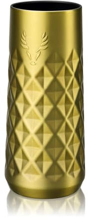 Viski Paragon Champagne Flute Insulated Tumbler, Stainless Steel Champagne Flutes with Ceramic Coating Gold 9oz Set of 1