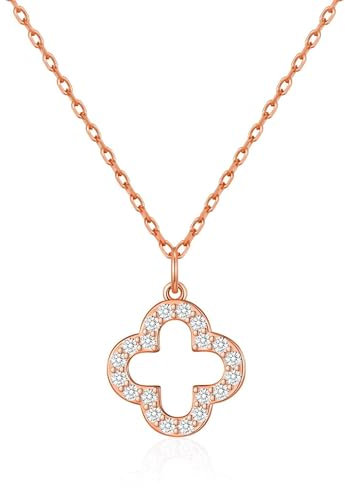 Philip Jones Rose Gold Plated Clover Necklace Created with Zircondia® Crystals